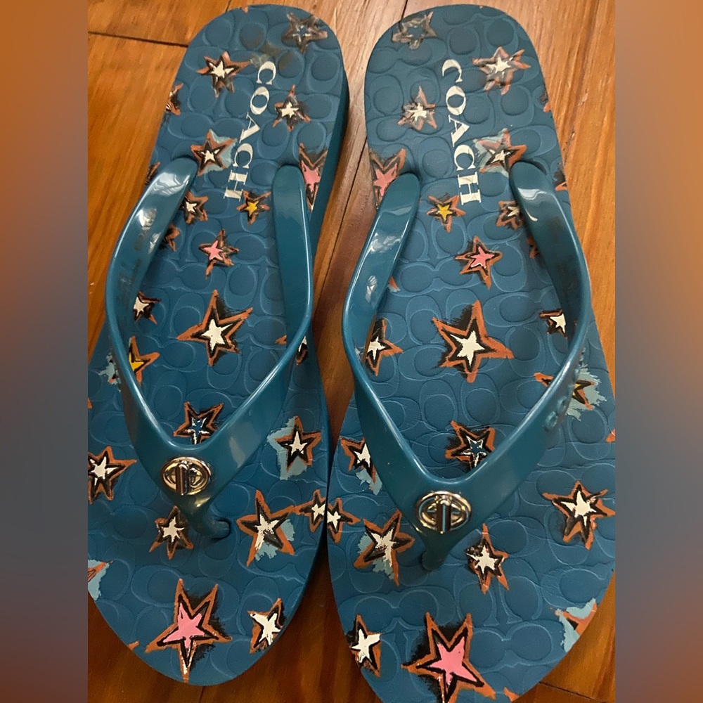 Coach Teal Flip Flops Size 7.